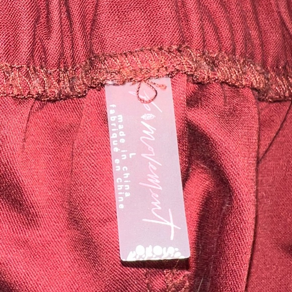 Free People Women’s Voyage Utility High Rise Wide Leg Cargo Pants in Red Size L - Picture 4 of 5